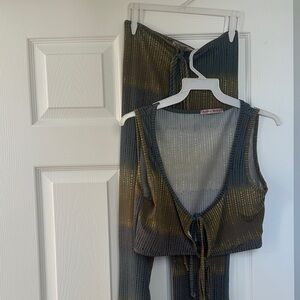 Striped Two-Piece Set with Tie Front